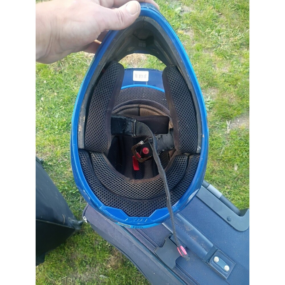 Fox V1 Race Helmet S/Small Blue Yellow MX ATV Off Road Dirt Bike Extreme Sports - Picture 9 of 13